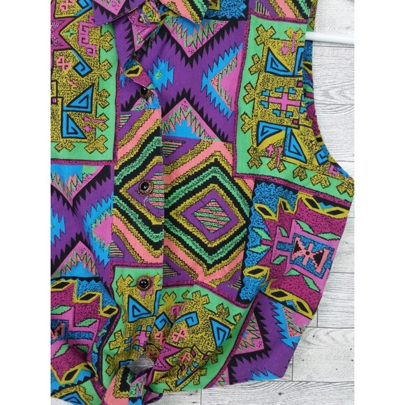 Vintage 80s 90s Miss Kitty Southwestern Aztec Print Tie Up Vest Top Western Sz M - Picture 6 of 10
